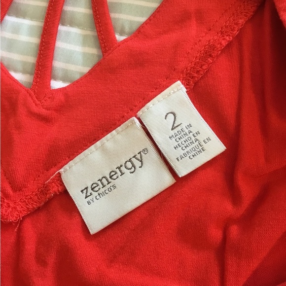 Chico’s Zenergy size 2 Red T-shirt tops/ Crisscross back, short sleeve - Picture 3 of 7